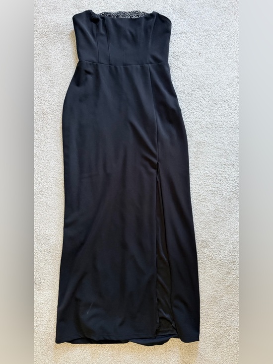 NWT Strapless Black Evening Gown with Lace Trim Neckline and Slit XL - Picture 5 of 9